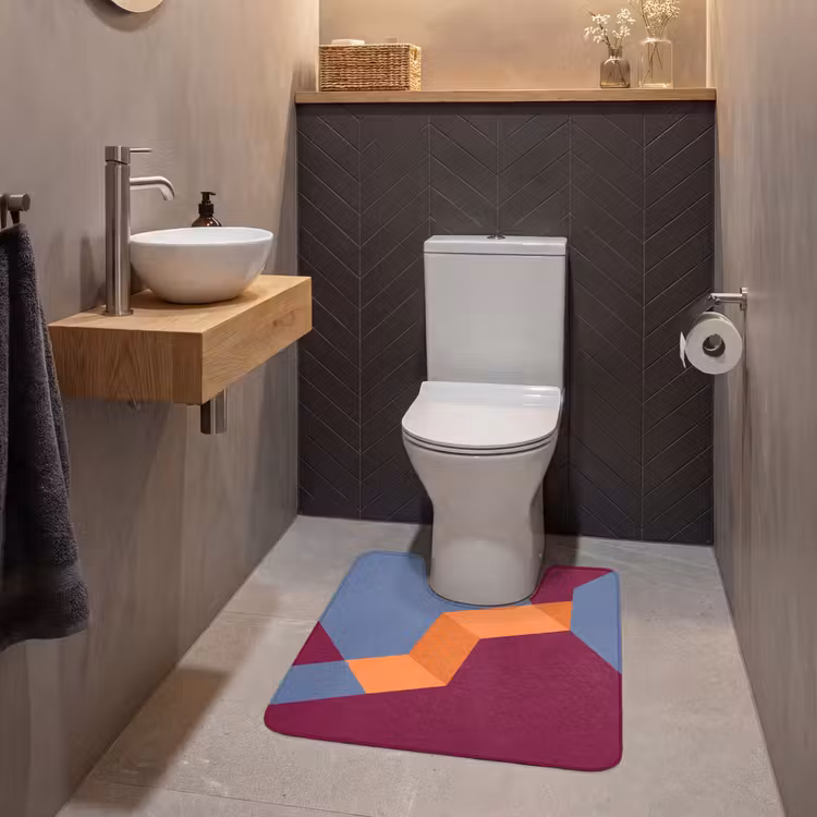 WC Vorleger - Zusammenfassung – Formen – Modern – Blau – Orange — 2