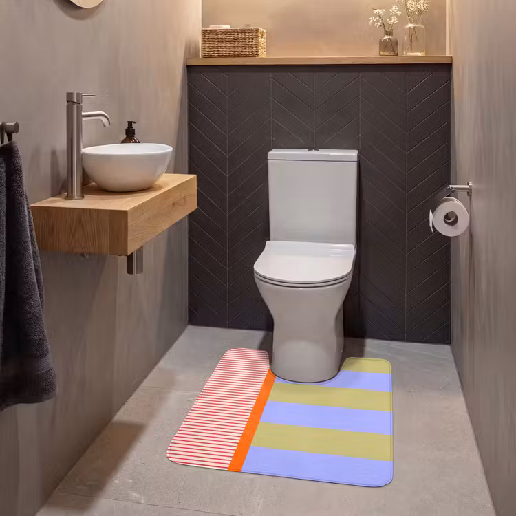 WC Vorleger - Zusammenfassung – Geometrie – Streifen – Blöcke – Rot — 2