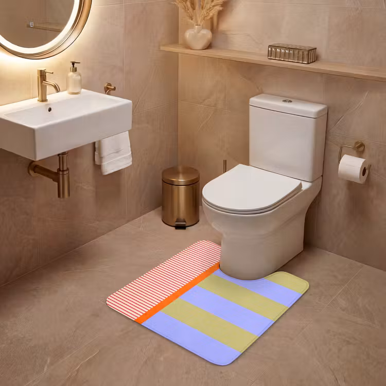 WC Vorleger - Zusammenfassung – Geometrie – Streifen – Blöcke – Rot — 4
