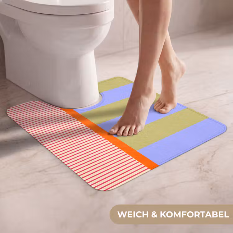 WC Vorleger - Zusammenfassung – Geometrie – Streifen – Blöcke – Rot — 5