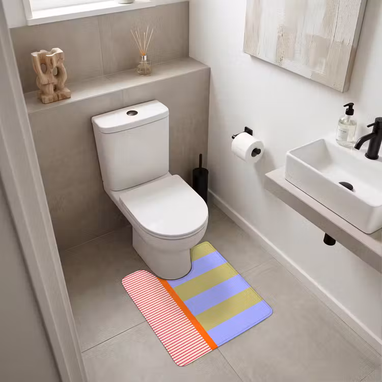 WC Vorleger - Zusammenfassung – Geometrie – Streifen – Blöcke – Rot — 6