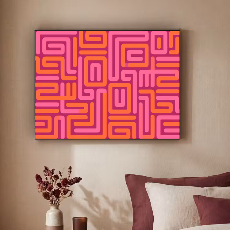 Art Frame - Zusammenfassung – Muster – Linien – Rosa – Orange — 2