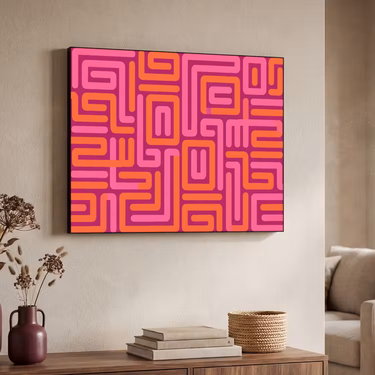 Art Frame - Zusammenfassung – Muster – Linien – Rosa – Orange — 3