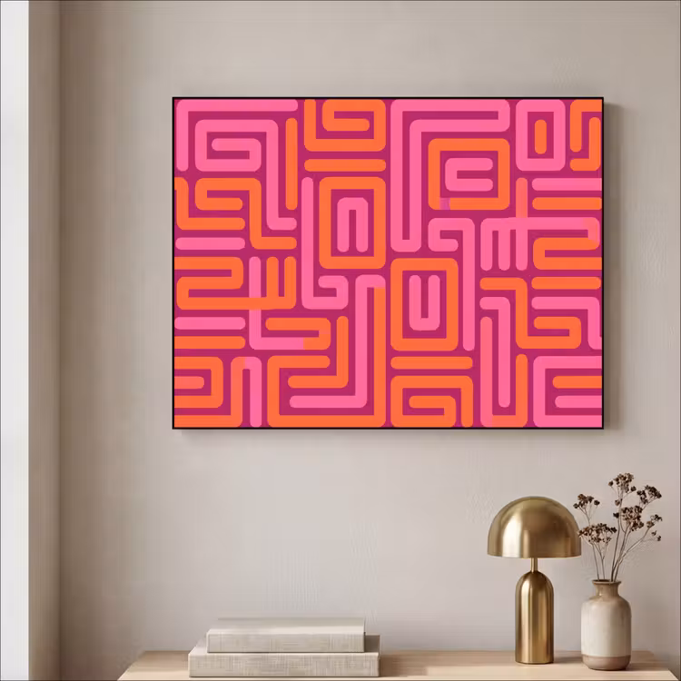Art Frame - Zusammenfassung – Muster – Linien – Rosa – Orange — 4