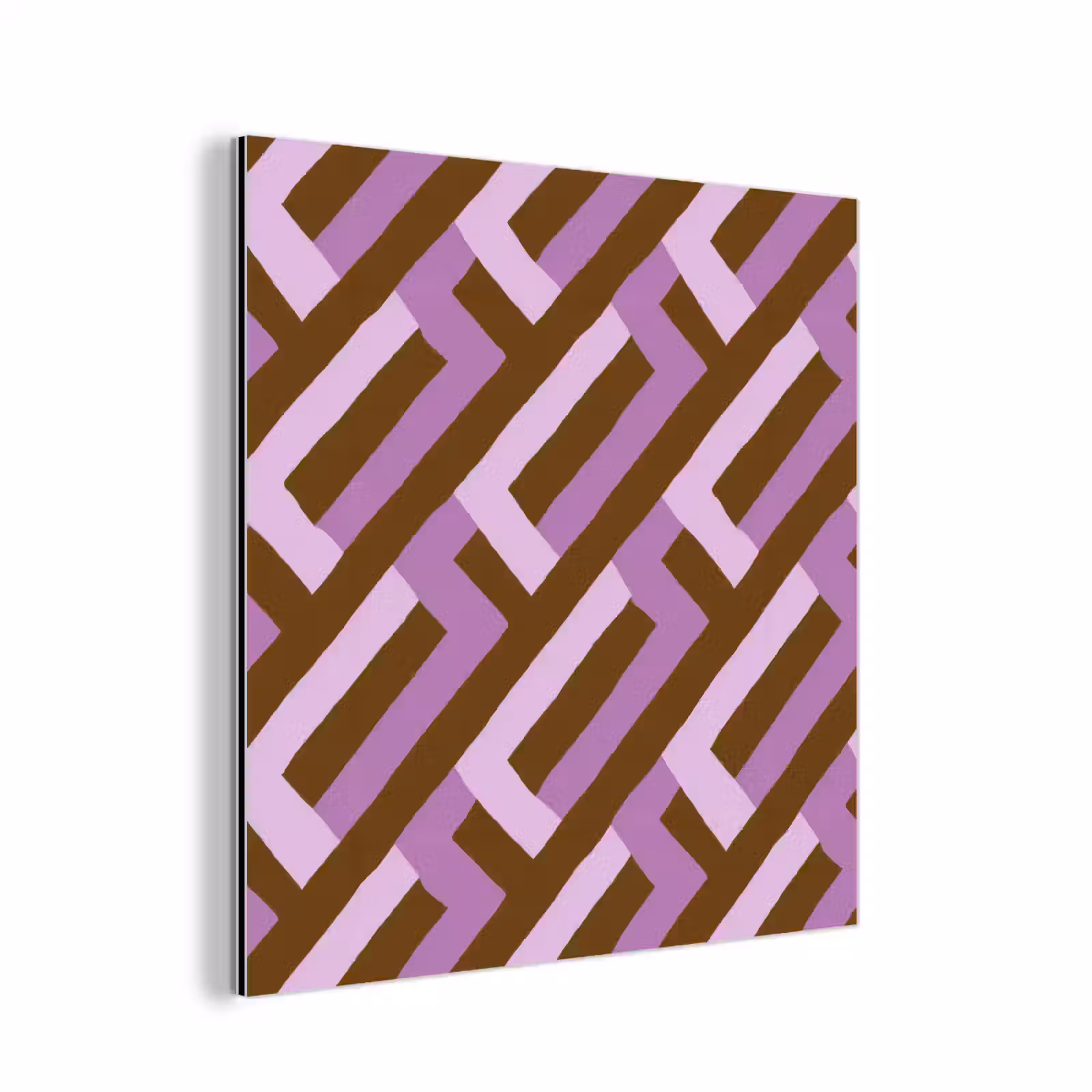 Alu-Dibond-Bild - Braun – Rosa – Geometrisch – Mäander – Muster — 1