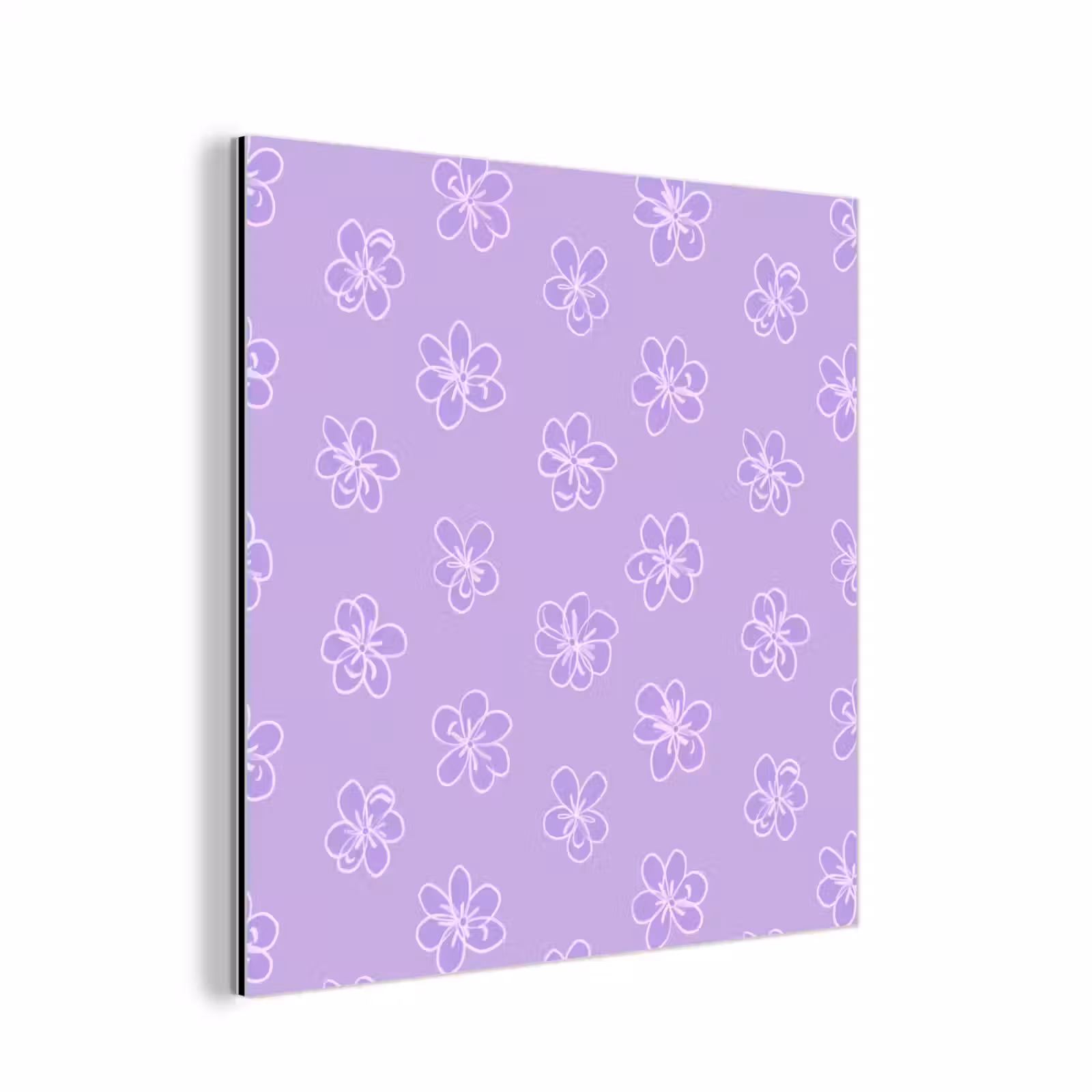 Alu-Dibond-Bild - Lila – Botanisch – Blumen – Handgezeichnet – Muster — 1