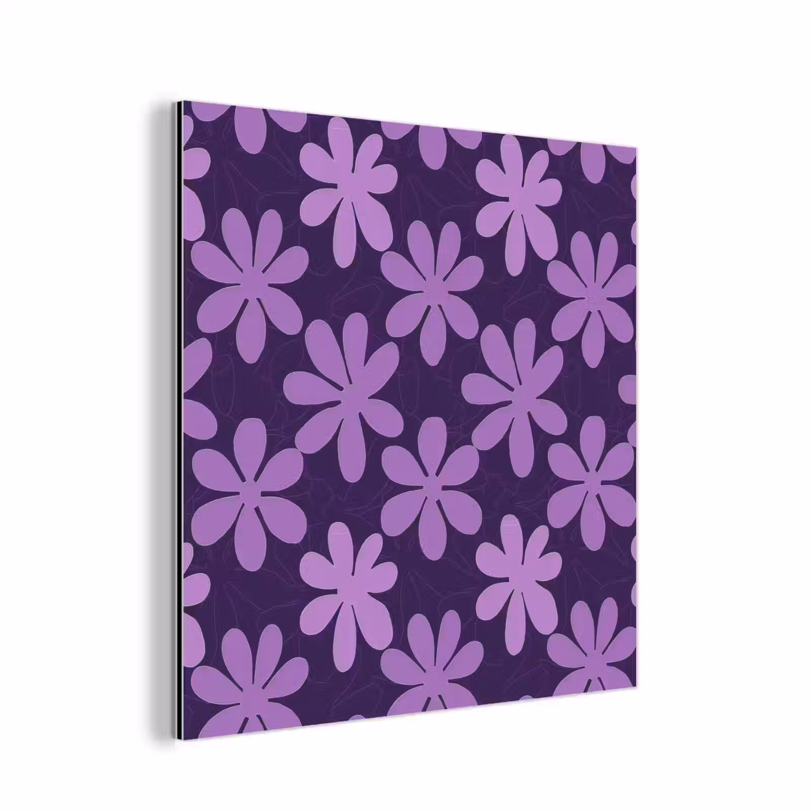 Alu-Dibond-Bild - Lila – Botanisch – Blumen – Retro – Muster — 1