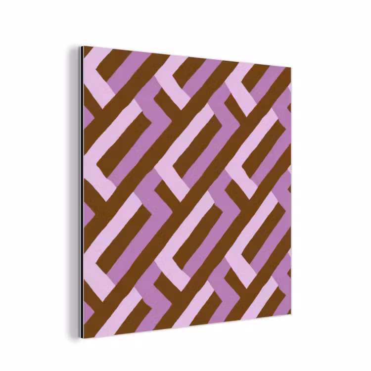 Alu-Dibond-Bild - Braun – Rosa – Geometrisch – Mäander – Muster — 1