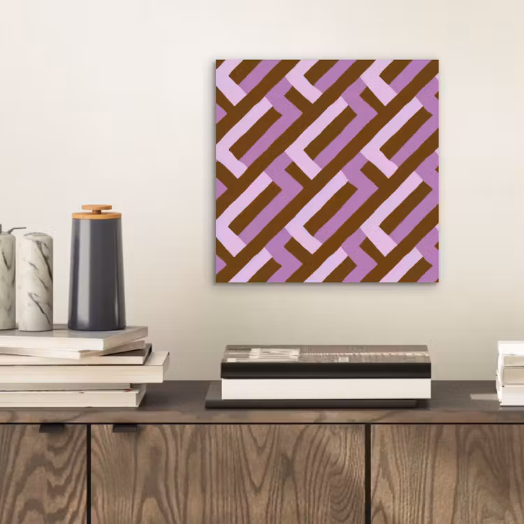 Alu-Dibond-Bild - Braun – Rosa – Geometrisch – Mäander – Muster — 2