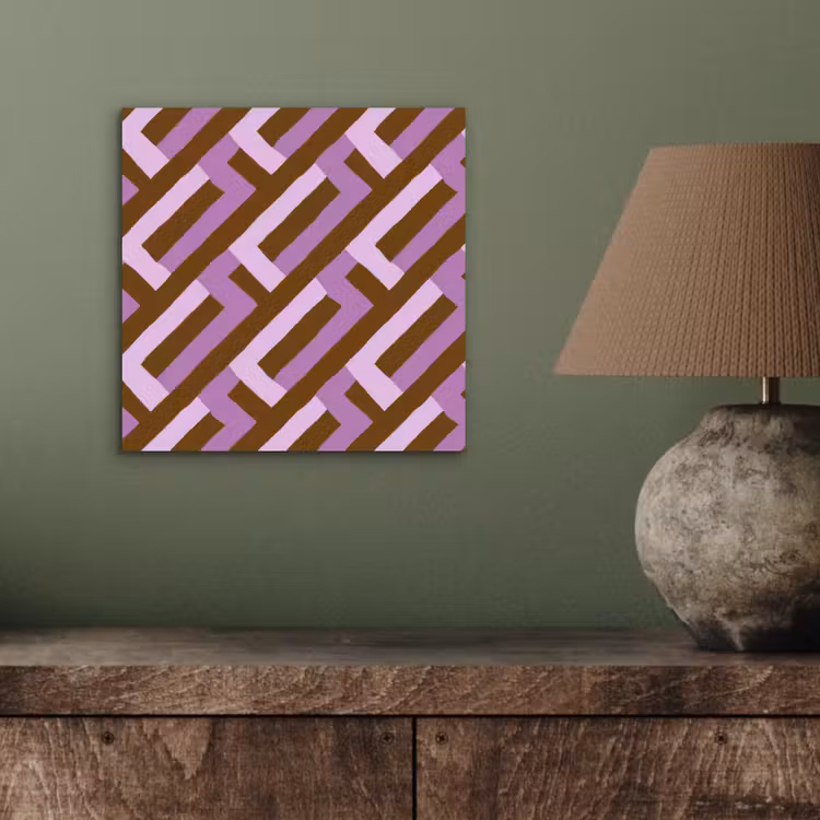 Alu-Dibond-Bild - Braun – Rosa – Geometrisch – Mäander – Muster — 3
