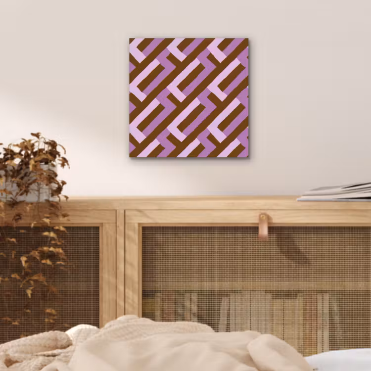 Alu-Dibond-Bild - Braun – Rosa – Geometrisch – Mäander – Muster — 4