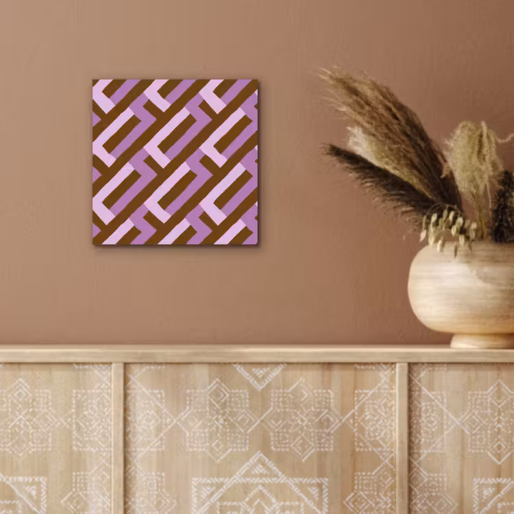 Alu-Dibond-Bild - Braun – Rosa – Geometrisch – Mäander – Muster — 5