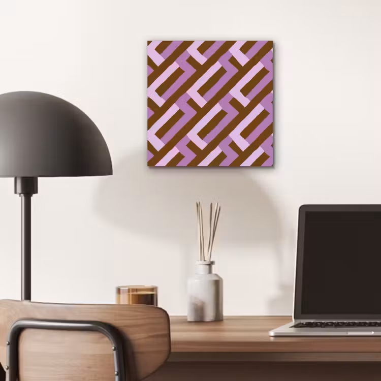 Alu-Dibond-Bild - Braun – Rosa – Geometrisch – Mäander – Muster — 6