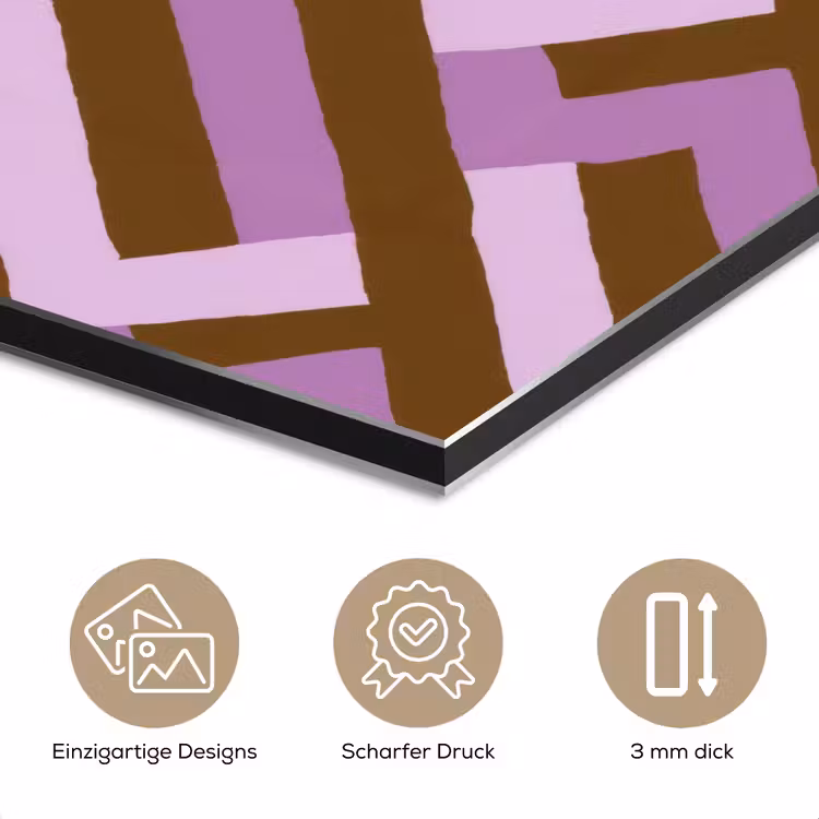 Alu-Dibond-Bild - Braun – Rosa – Geometrisch – Mäander – Muster — 7