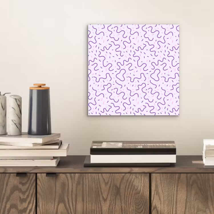 Alu-Dibond-Bild - Lila – Abstrakt – Memphis – Retro – Sprenkel – Muster — 2