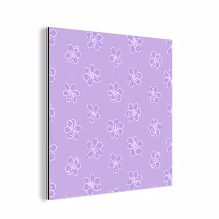 Alu-Dibond-Bild - Lila – Botanisch – Blumen – Handgezeichnet – Muster — 1