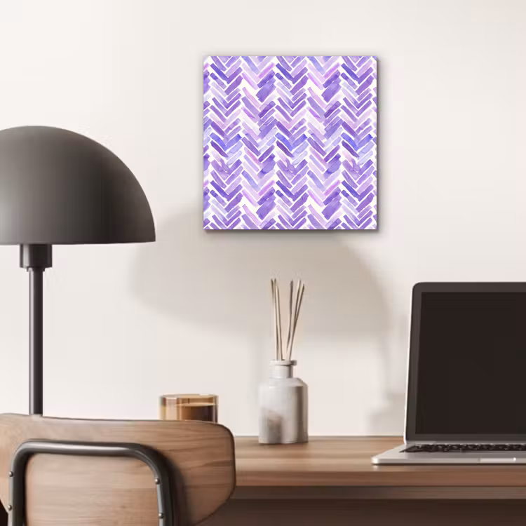 Alu-Dibond-Bild - Lila – Fischgrätmuster – Aquarell – Pinselstriche – Muster — 6