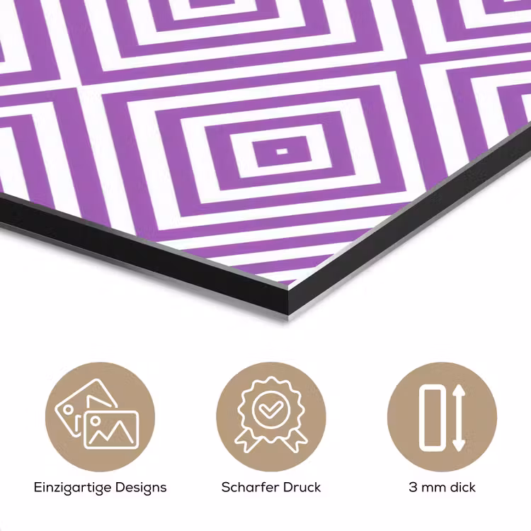 Alu-Dibond-Bild - Lila – Geometrisch – Rauten – Konzentrisch – Muster — 7