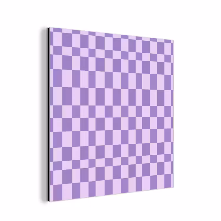 Alu-Dibond-Bild - Lila – Geometrisch – Schachbrettmuster – Blöcke – Muster — 1