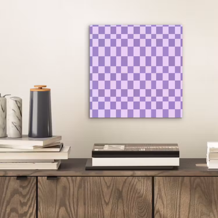 Alu-Dibond-Bild - Lila – Geometrisch – Schachbrettmuster – Blöcke – Muster — 2