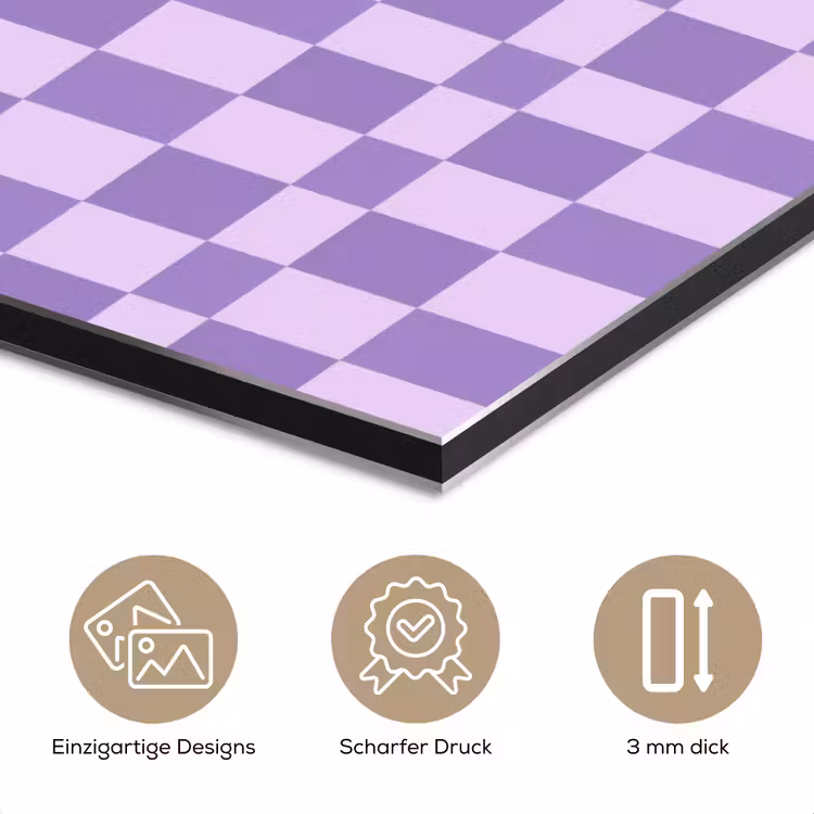 Alu-Dibond-Bild - Lila – Geometrisch – Schachbrettmuster – Blöcke – Muster — 7