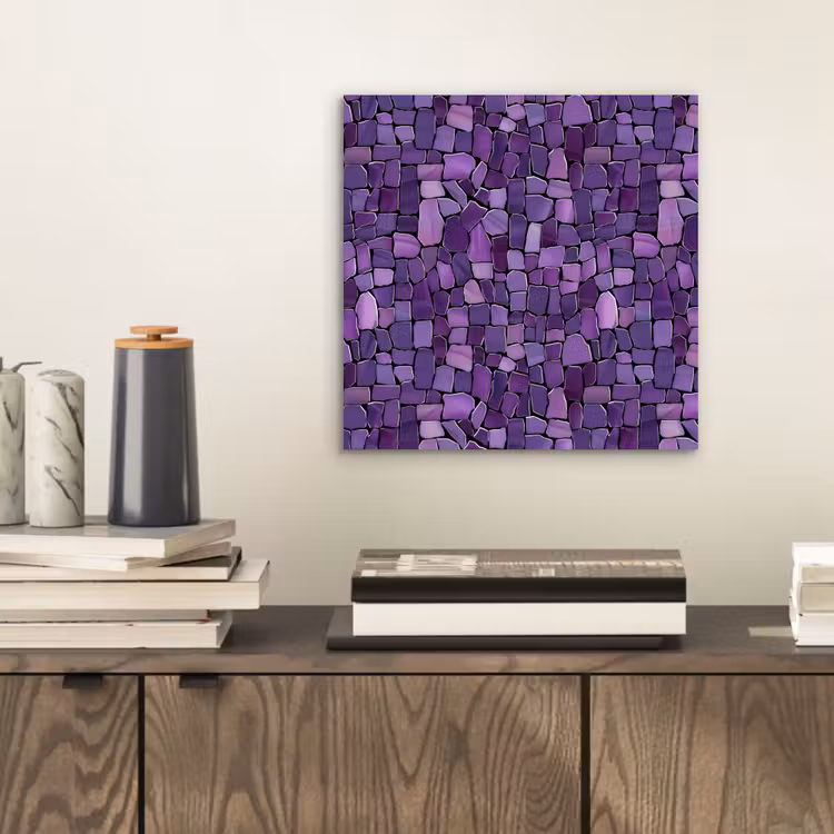 Alu-Dibond-Bild - Lila – Mosaik – Scherben – Stein – Muster — 2
