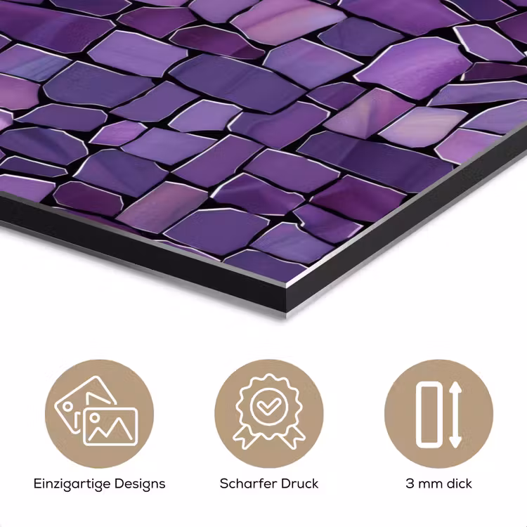 Alu-Dibond-Bild - Lila – Mosaik – Scherben – Stein – Muster — 7