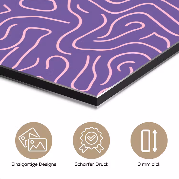Alu-Dibond-Bild - Lila – Rosa – Abstrakt – Linien – Labyrinth – Muster — 7