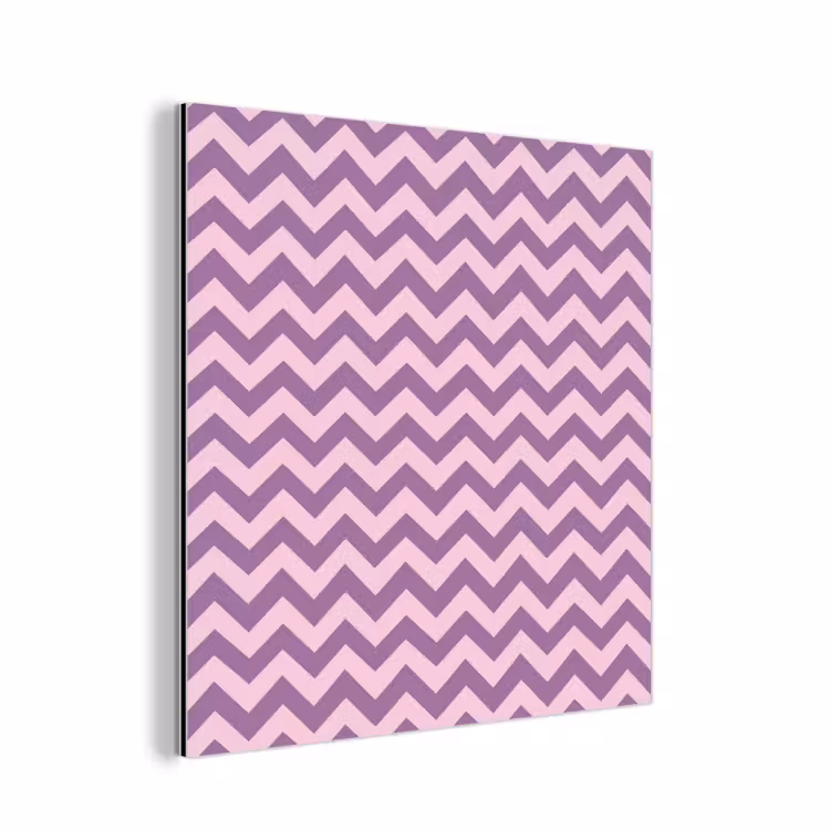 Alu-Dibond-Bild - Lila – Rosa – Geometrisch – Chevron – Zickzack – Muster — 1