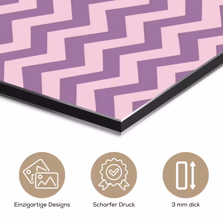 Alu-Dibond-Bild - Lila – Rosa – Geometrisch – Chevron – Zickzack – Muster — 7