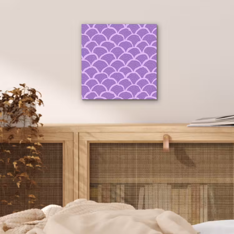 Alu-Dibond-Bild - Lila – Schuppen – Muscheln – Handgezeichnet – Muster — 4