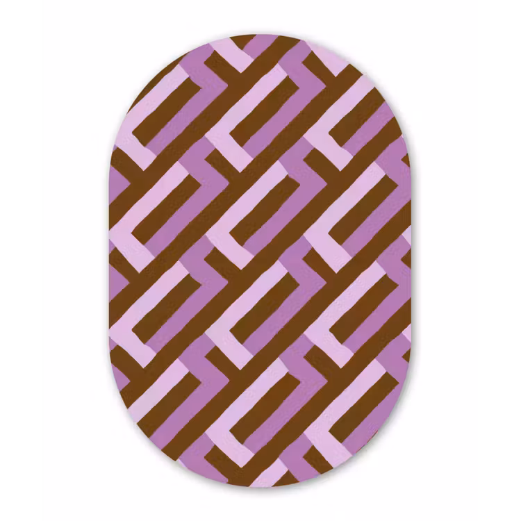 Alu-Dibond-Bild Oval - Braun – Rosa – Geometrisch – Mäander – Muster — 1