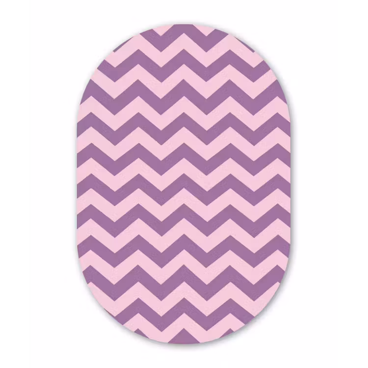 Alu-Dibond-Bild Oval - Lila – Rosa – Geometrisch – Chevron – Zickzack – Muster — 1