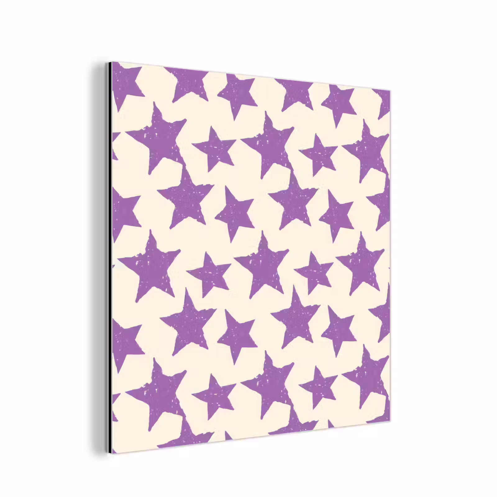 Alu-Dibond-Bild - Lila – Geometrisch – Sterne – Stempel – Muster — 1