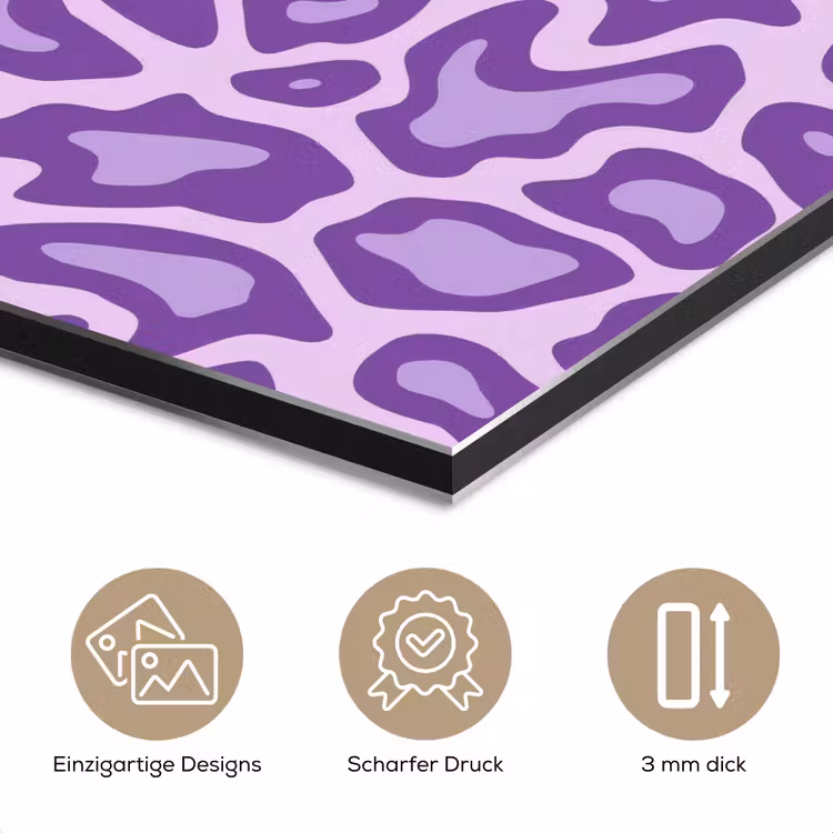 Alu-Dibond-Bild - Lila – Abstrakt – Leopard – Flecken – Groovy – Muster — 7