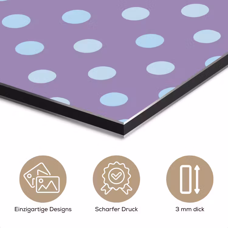 Alu-Dibond-Bild - Lila – Blau – Geometrisch – Punkte – Polka Dot – Muster — 7