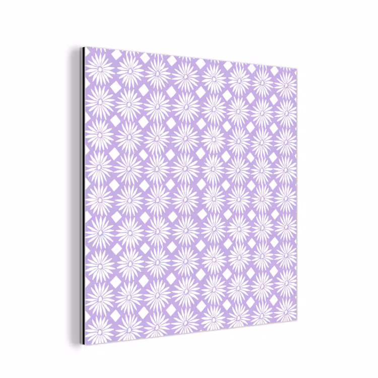 Alu-Dibond-Bild - Lila – Botanisch – Blumen – Gänseblümchen – Muster — 1