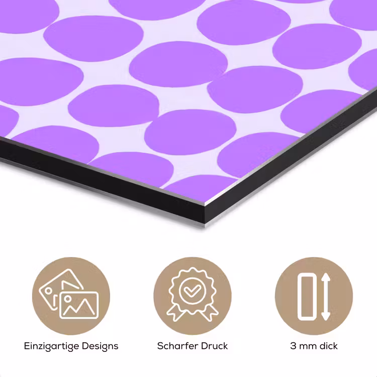 Alu-Dibond-Bild - Lila – Geometrisch – Punkte – Polka Dot – Muster — 7