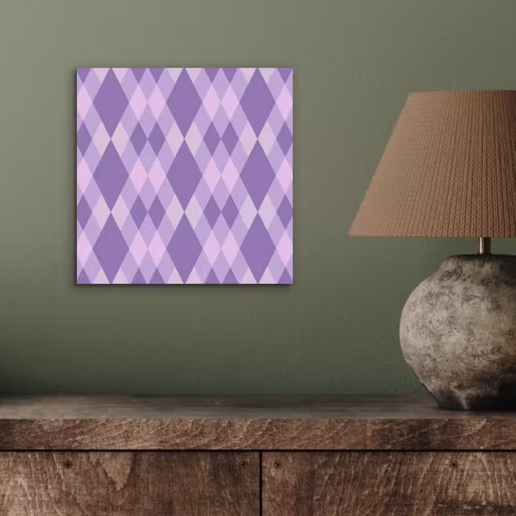 Alu-Dibond-Bild - Lila – Geometrisch – Rauten – Argyle – Muster — 3