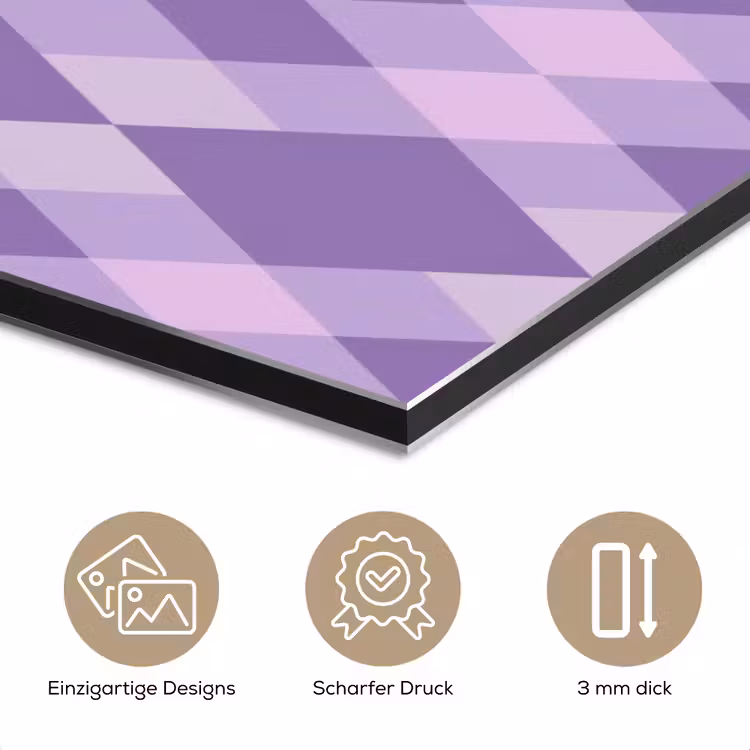 Alu-Dibond-Bild - Lila – Geometrisch – Rauten – Argyle – Muster — 7