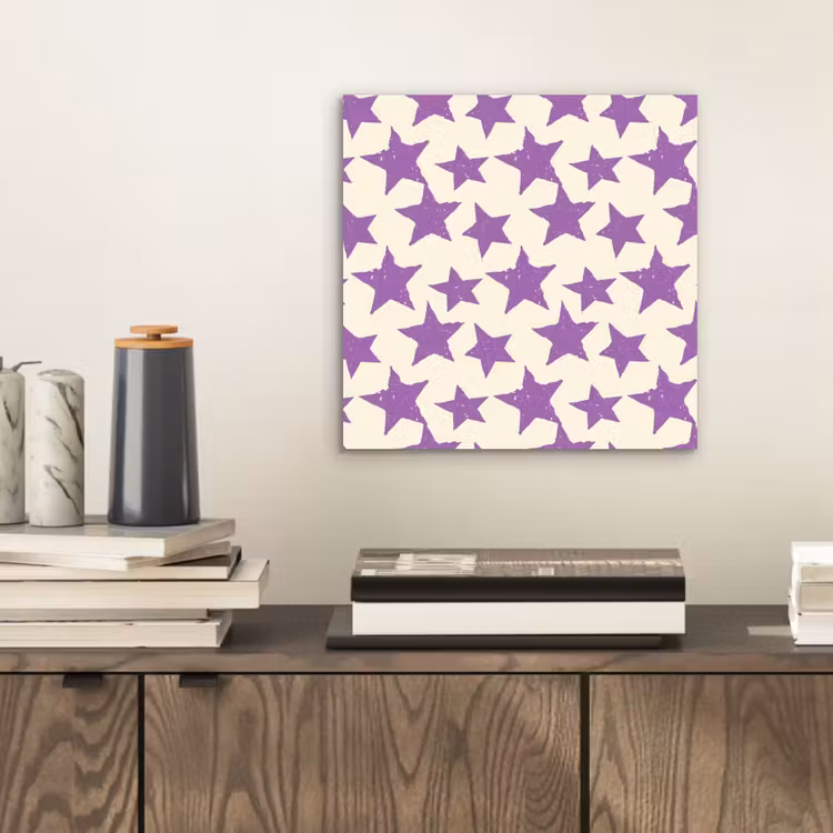 Alu-Dibond-Bild - Lila – Geometrisch – Sterne – Stempel – Muster — 2