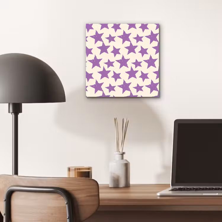 Alu-Dibond-Bild - Lila – Geometrisch – Sterne – Stempel – Muster — 6