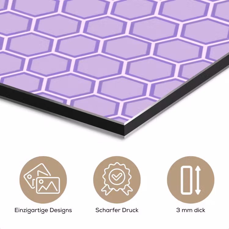 Alu-Dibond-Bild - Lila – Geometrisch – Wabenmuster – Bienenwabe – Muster — 7