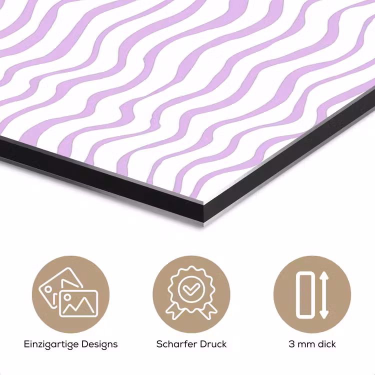 Alu-Dibond-Bild - Lila – Geometrisch – Wellen – Linien – Muster — 7