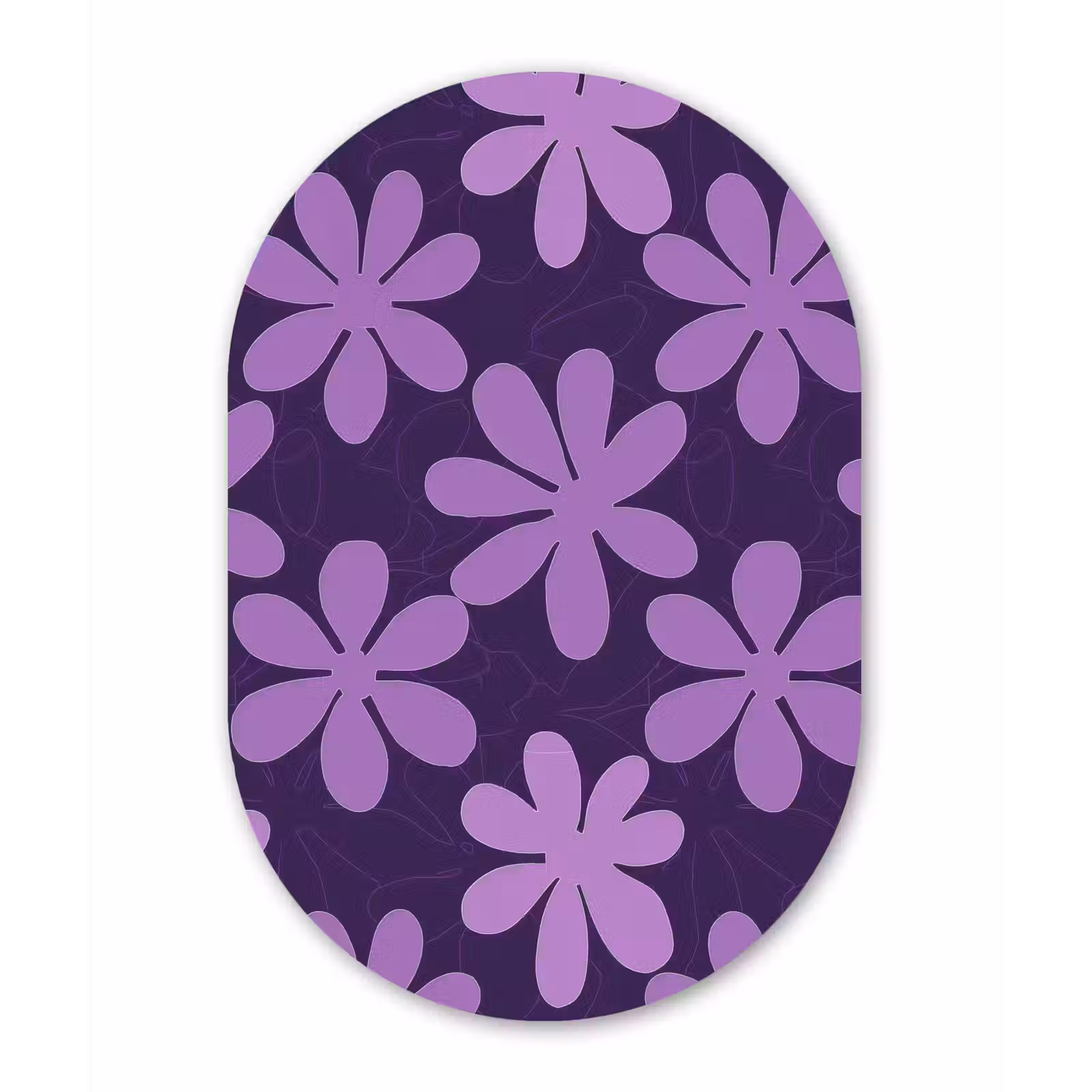 Alu-Dibond-Bild Oval - Lila – Botanisch – Blumen – Retro – Muster — 1