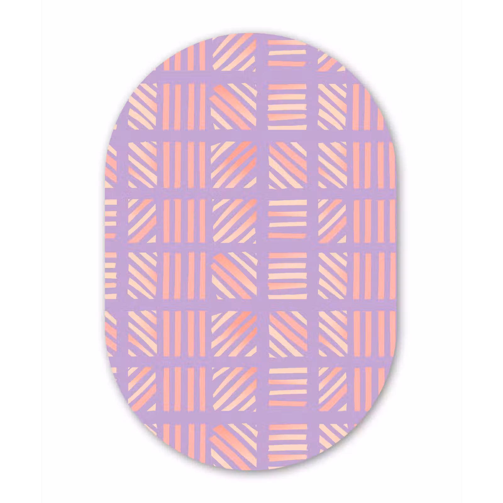 Alu-Dibond-Bild Oval - Lila – Rosa – Geometrisch – Streifen – Blöcke – Muster — 1