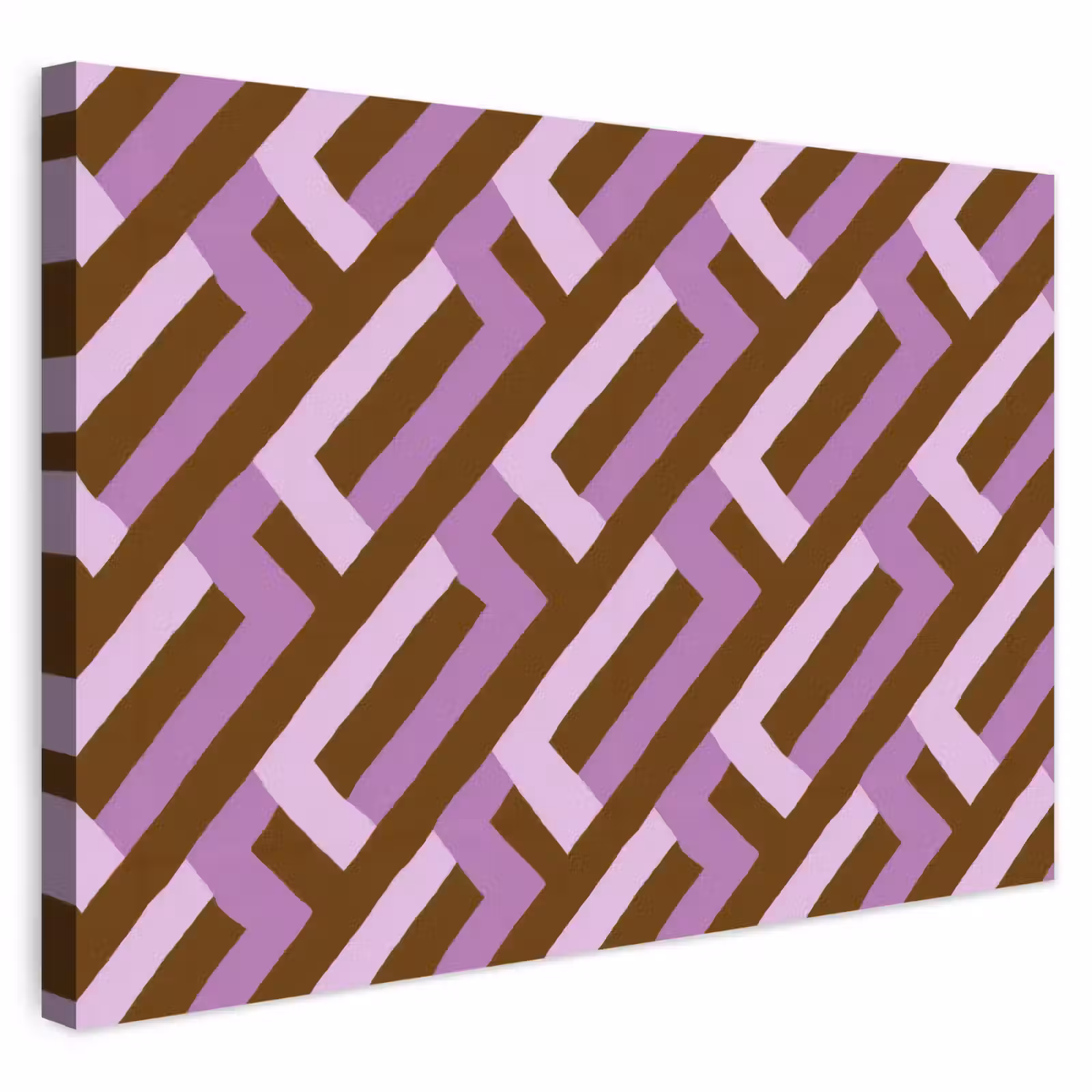 Outdoor Leinwand - Braun – Rosa – Geometrisch – Mäander – Muster — 1