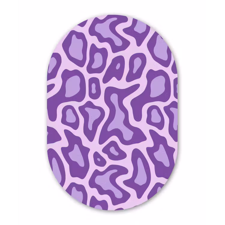 Alu-Dibond-Bild Oval - Lila – Abstrakt – Leopard – Flecken – Groovy – Muster — 1