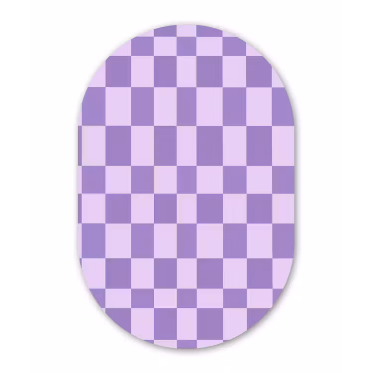 Alu-Dibond-Bild Oval - Lila – Geometrisch – Schachbrettmuster – Blöcke – Muster — 1