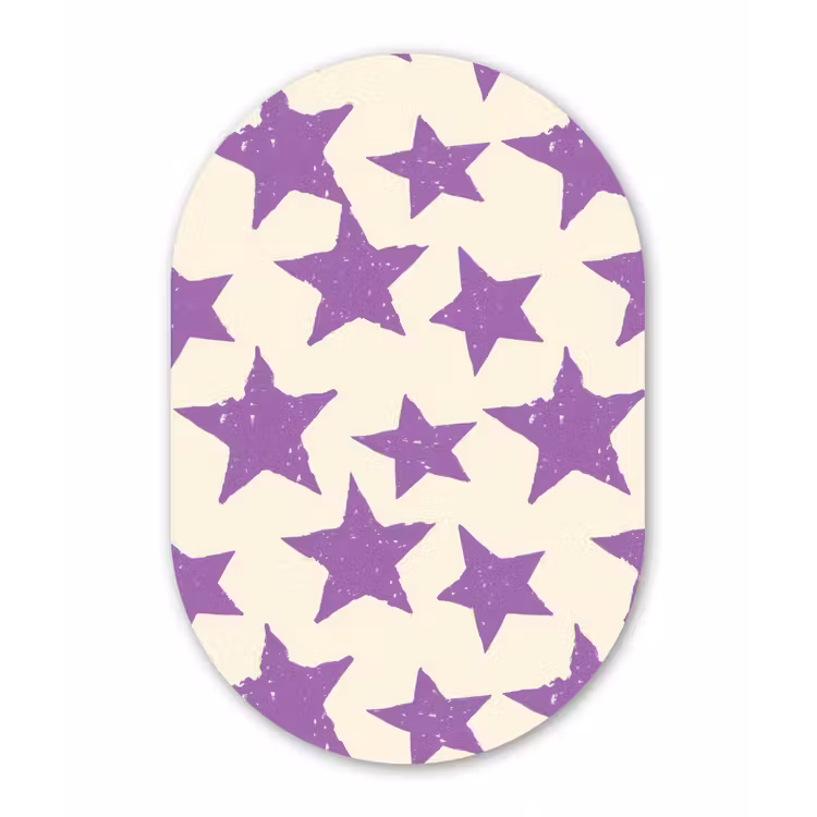 Alu-Dibond-Bild Oval - Lila – Geometrisch – Sterne – Stempel – Muster — 1